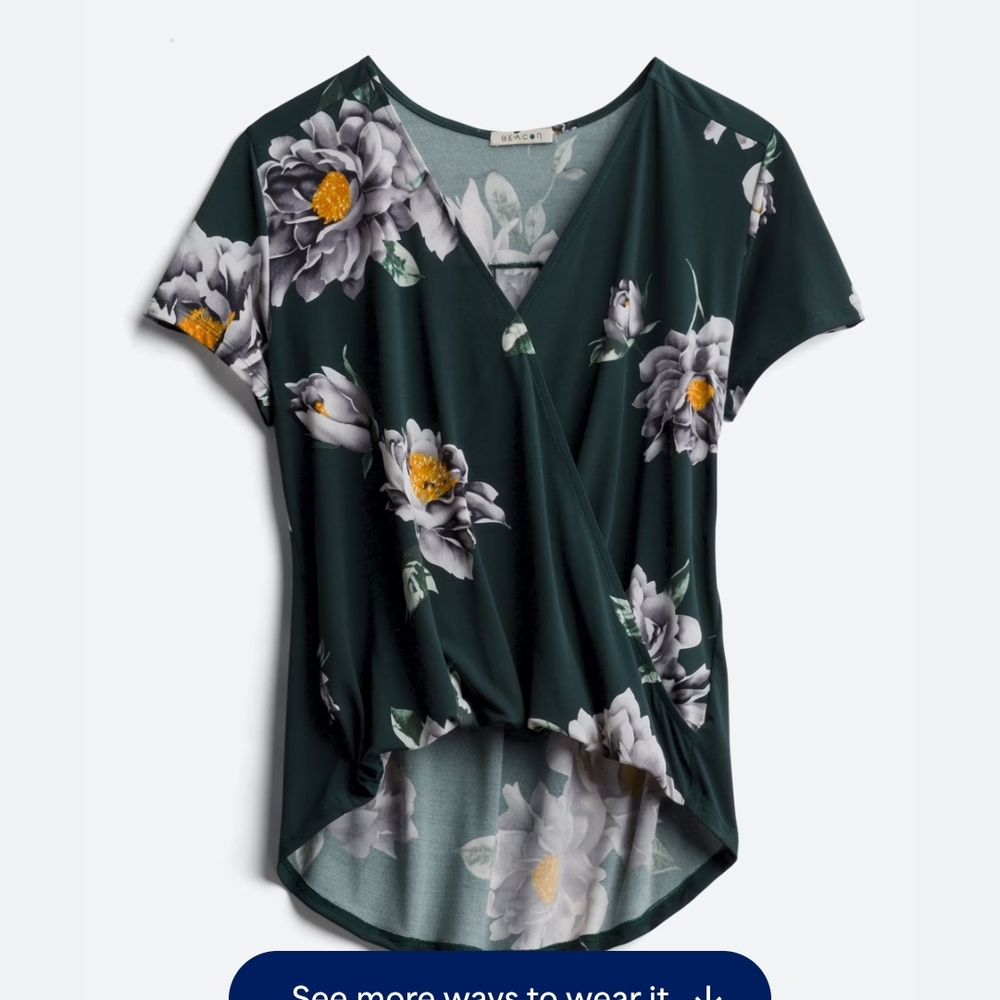 Floral Wrap Top in Green by Beacon (From stitch fix)